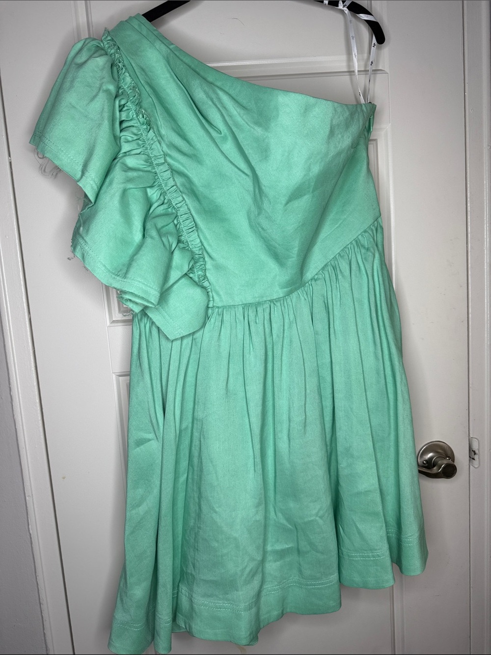 Aje Women Mint Green One-Shoulder Ruffle Dress